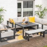 Le Mans Corner Sofa with Dining Table and Bench